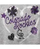 Girls Newborn and Infant Black, Purple, Heathered Gray Colorado Rockies 3-Pack Batter Up Bodysuit Set