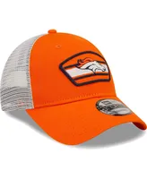 Men's New Era Orange and White Denver Broncos Logo Patch Trucker 9FORTY Snapback Hat