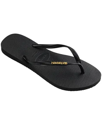 Havaianas Women's Slim Logo Metallic Slip On Sandals