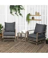 Outsunny Patio Bistro Set with Rocking Chairs, Dark