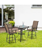 Outsunny Set of 2 Outdoor Swivel Bar Stools for Backyard Balcony Poolside