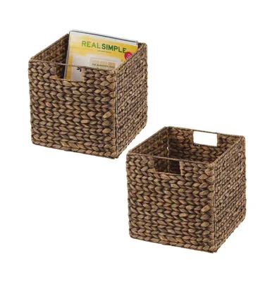 mDesign Woven Hyacinth Home Storage Basket for Cube Furniture
