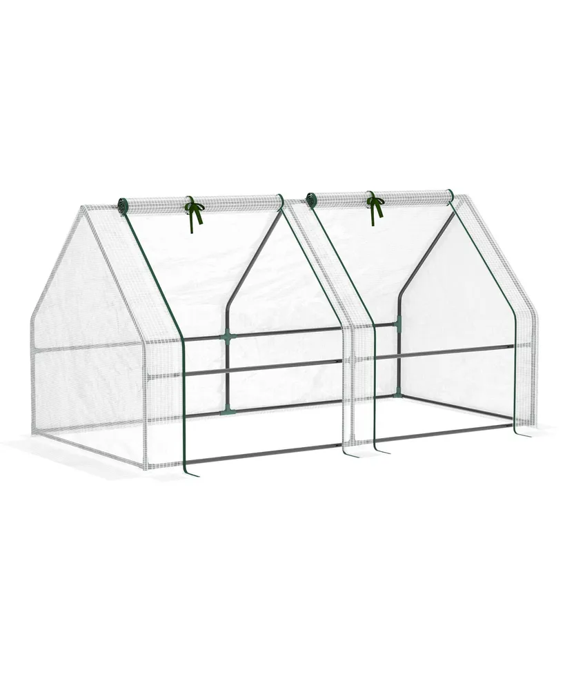 Outsunny 6' x 3' x 3' Portable Mini Greenhouse Outdoor Garden with Large Zipper Doors and Water/Uv Pe Cover, White