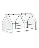 Outsunny 6' x 3' x 3' Portable Mini Greenhouse Outdoor Garden with Large Zipper Doors and Water/Uv Pe Cover, White