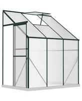 Outsunny 6' x 4' x 7' Hobby Greenhouse, Walk-in Lean-To Polycarbonate Hot House Kit with Aluminum Frame, Sliding Door, Roof Vent, Green