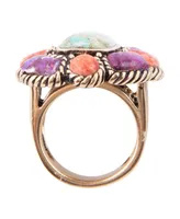 Barse Inca Genuine Multi Stone Round Statement Ring