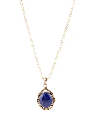Barse Nova Genuine Blue Lapis Oval Pendant Necklace