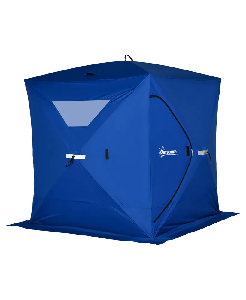 Outsunny 4 Person Insulated Ice Fishing Shelter 360-Degree View, Pop-Up  Portable Ice Fishing Tent with Carry Bag, Two Doors and Anchors for  Low-Temp