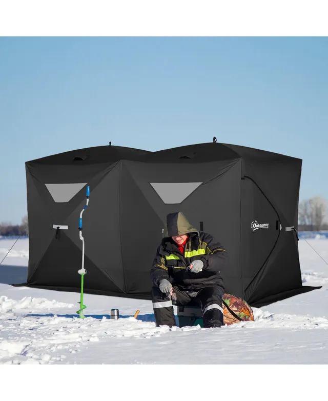 Outsunny 4-Person Insulated Ice Fishing Shelter 360-Degree View