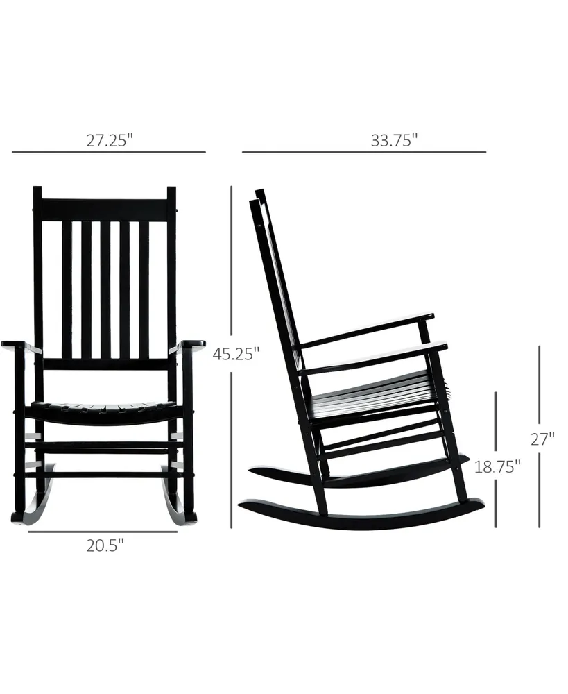 Outsunny Outdoor Rocking Chair, Wooden Rustic High Back All Weather Rocker, Slatted for Indoor, Backyard & Patio