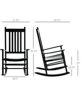 Outsunny Outdoor Rocking Chair, Wooden Rustic High Back All Weather Rocker, Slatted for Indoor, Backyard & Patio, Black