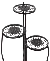 Brown Metal Indoor Outdoor 3 Tier Floral Plant Stand