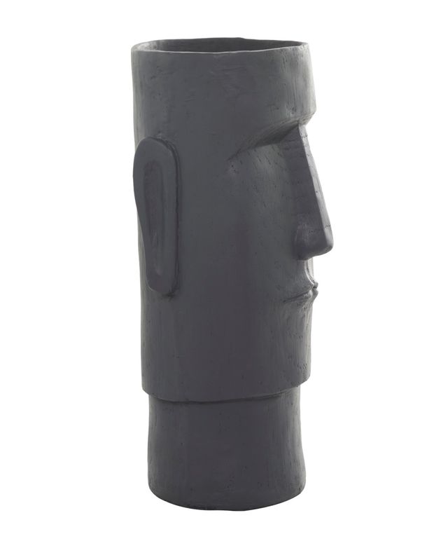 Novogratz Collection Dark Gray Magnesium Oxide Indoor Outdoor Easter Island Head Planter