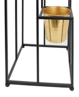 CosmoLiving Black Metal 4 Tier Planter with Black Removable Stand