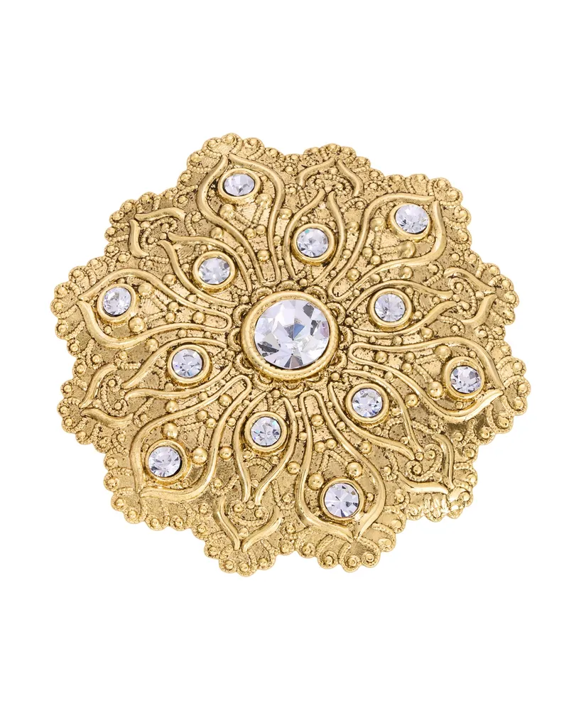 2028 Crystal Gold-Tone Flower Brooch