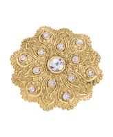 2028 Crystal Gold-Tone Flower Brooch