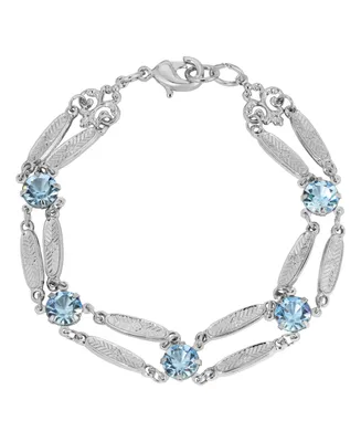 2028 Crystal Silver-Tone Link Bracelet
