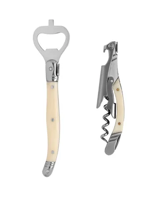 French Home Laguiole Barware Bottle Opener and Corkscrew Set with Handles