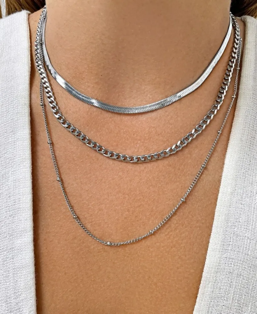 Adornia 18-21" Adjustable Plated Triple Layered Chain Necklace