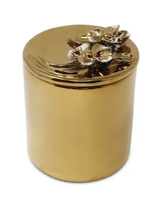 Decorative Candle with Flower Design Lid, 4" D