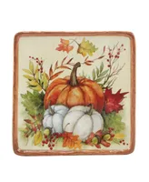 Certified International Harvest Blessings Set of 4 Canape Plates