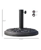 Outsunny 17" Round Decorative Resin Rose Umbrella Pole Holder w/ Finish