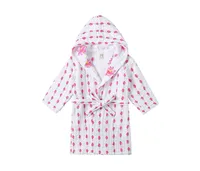 Gots Certified Organic Cotton Muslin Hooded Reversible Bath Robe For Infant, Enchanted Garden (Size 6-12M), Girls