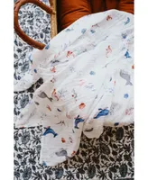 Gots Certified Organic Cotton Muslin Swaddle, Under The Sea