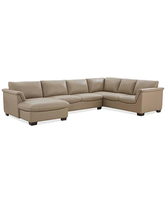 Closeout! Arond 144" 3-Pc. Leather Sectional with Chaise, Created for Macy's