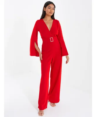 Women's Split Sleeve Palazzo Jumpsuit