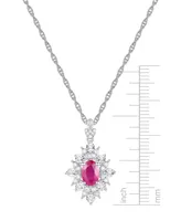 Sapphire (1 ct. t.w.) and Diamond (1/5 Pendant Necklace 14k White Gold (Also Available Ruby)