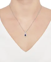 Sapphire (9/10 ct. t.w.) and Diamond Accent Pendant 18" Necklace 14k White Gold (Also Available Emerald)