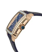 GV2 by Gevril Women's Bari Sparkle Swiss Quartz Blue Leather Watch 37mm