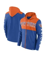 Men's Fanatics Blue, Orange New York Knicks Skyhook Colorblock Full-Zip Hoodie