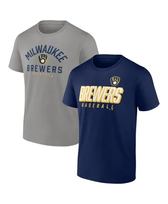 Men's Fanatics Navy, Gray Milwaukee Brewers Player Pack T-shirt Combo Set