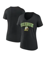 Women's Fanatics Black Oregon Ducks Evergreen Campus V-Neck T-shirt