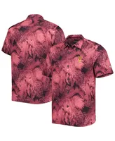 Men's Tommy Bahama Maroon Arizona State Sun Devils Coast Luminescent Fronds IslandZone Button-Up Camp Shirt