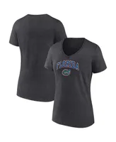 Women's Fanatics Heather Charcoal Florida Gators Evergreen Campus V-Neck T-shirt