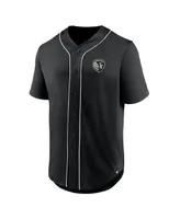 Men's Fanatics Black Sporting Kansas City Third Period Fashion Baseball Button-Up Jersey