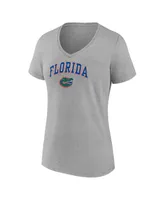 Women's Fanatics Heather Gray Florida Gators Evergreen Campus V-Neck T-shirt