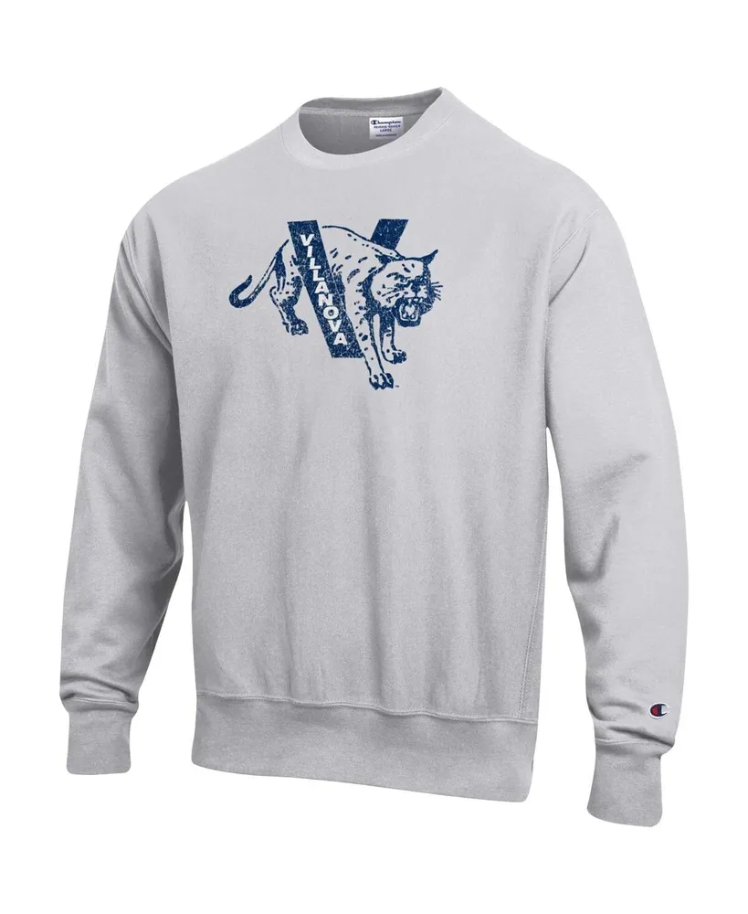 Men's Champion Heathered Gray Villanova Wildcats Vault Logo Reverse Weave Pullover Sweatshirt