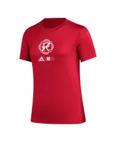 Women's adidas Red New England Revolution Aeroready Club Icon T-shirt