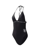 Women's G-iii 4Her by Carl Banks Black Las Vegas Raiders Full Count One-Piece Swimsuit