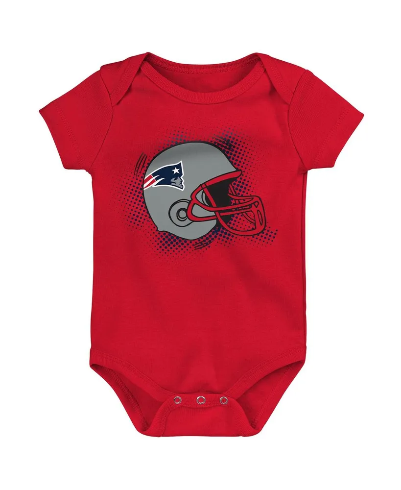 Infant Boys and Girls Navy, Red, Heathered Gray New England Patriots 3-Pack Game On Bodysuit Set