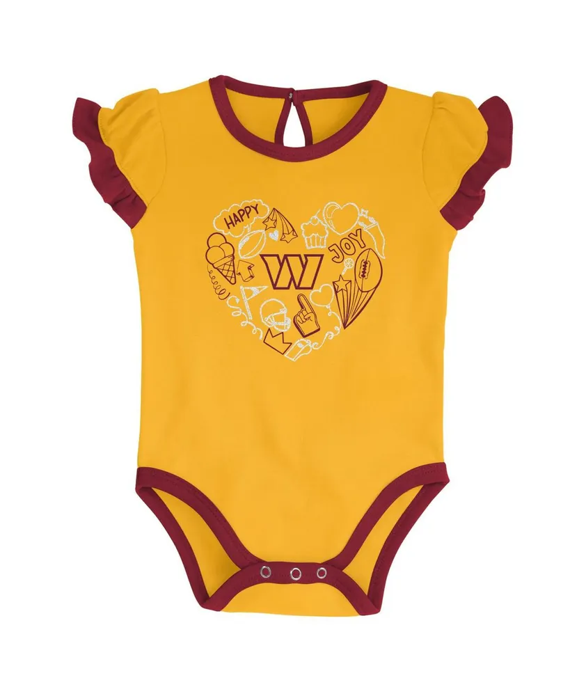 Newborn and Infant Boys Girls Burgundy, Gold Washington Commanders Too Much Love Two-Piece Bodysuit Set