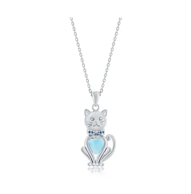 Sterling Silver Larimar Cat Necklace