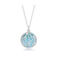 Sterling Silver Leaf Round Larimar Necklace