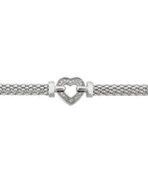 Diamond Heart Mesh Link Bracelet (1/8 ct. t.w.) in Sterling Silver