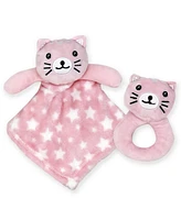 Jesse & Lulu Baby Girls Ridged Plush Blanket, 3 Piece Set