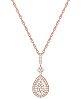 Diamond Round & Baguette Teardrop Cluster 18" Pendant Necklace (1/2 ct. t.w.)